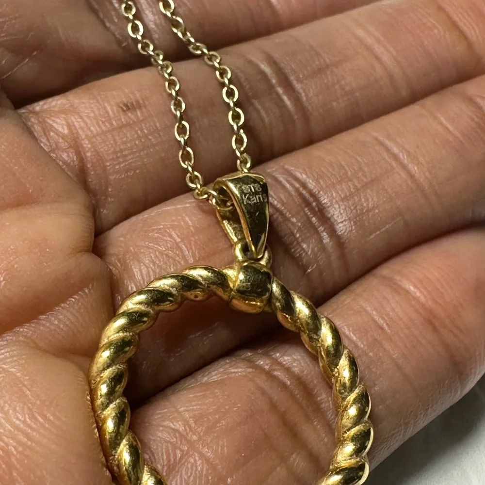 Gold Twisted Pendant Necklace - Picture 1 of 14